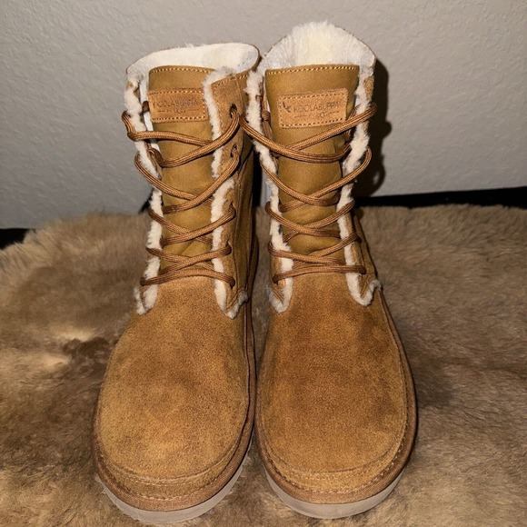 Koolaburra by UGG Advay Women's Winter Boots 8 Chestnut Brown Lace Up Faux-Fur - Picture 2 of 7